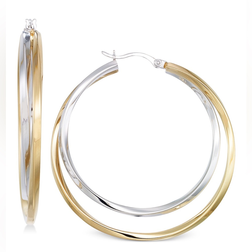 Macy's Interlocking Hoops in 14K Gold-Plated and Sterling Silver